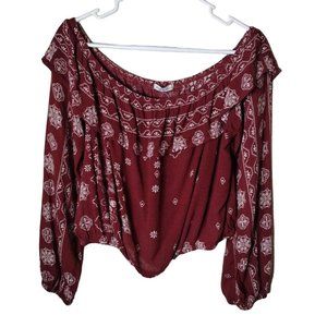 Charlotte Russe Top XL Boho Off Shoulder Elastic Cuffs